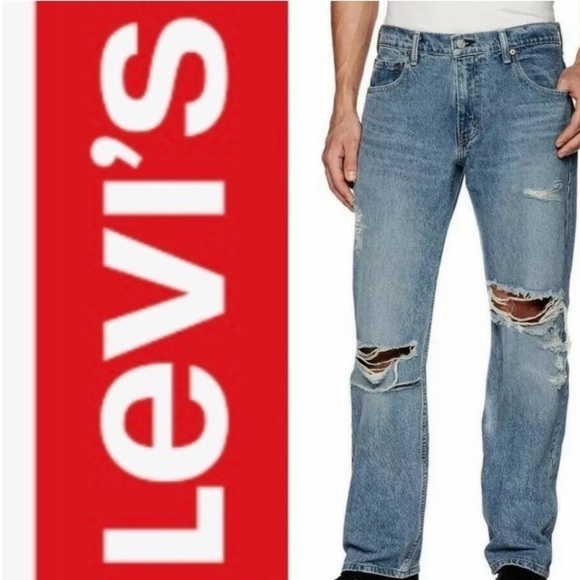 LEVI’S 569 Jeans 34x29 Mens Distressed Destroyed Ripped Back Flap Pockets - Picture 1 of 5